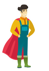 Farmer wearing a red superhero cloak.