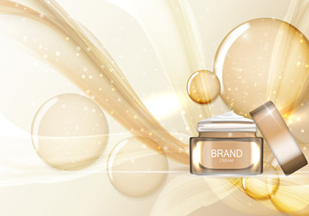 Face Cream Bottle Tube Template for Ads or Magazine Background. 