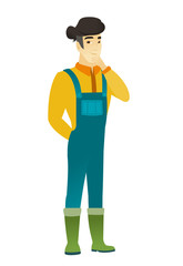 Asian farmer thinking vector illustration