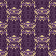 Fototapeta premium Vector seamless pattern. Vintage outline baroque scroll ornament