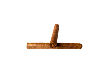 Two fine cigars on white background
