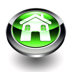 3D green home button with silver edge