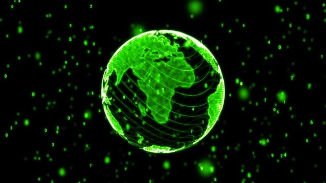 Green Digital World Globe Loopable