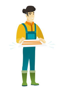 Farmer holding a contract vector illustration