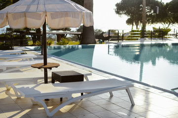 Open air swimming pool blue surface background