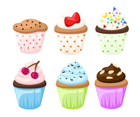 Cupcake vector set isolated Cake collectin sweet candy
