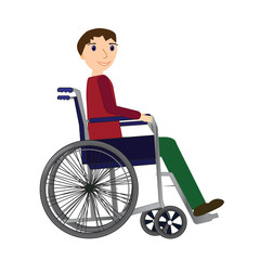 Obraz premium Disabled young man in a wheelchair, medical health concept