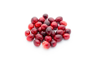 Cranberries top view. Red, ripe cranberries macro view.