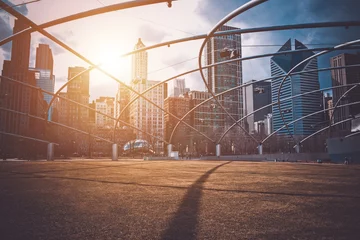 Cercles muraux Chicago Coucher de soleil du centre-ville de Chicago