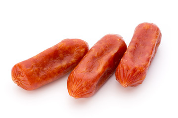 Peperoni or salami, parsley sausage. Isolated on white backgroun