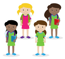 Collection of Cute and Diverse Vector Format Female Students or Graduates