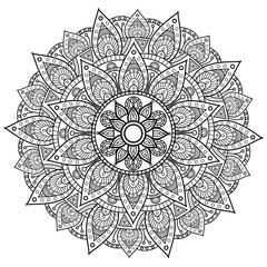 Vector illustration of a black and white mandala for coloring book, mandala in bianco e nero vettoriale da colorare