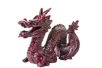 Brown dragon isolated on white background.