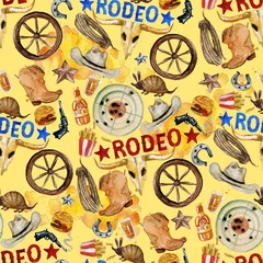Tuinposter Rodeo. Watercolor seamless pattern © nataliahubbert
