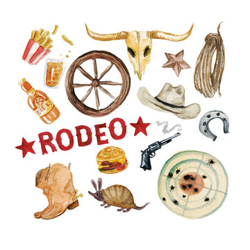 Rodeo Season. Watercolor Illustration