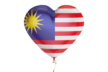 balloon with Malaysia flag in the shape of heart, 3D rendering