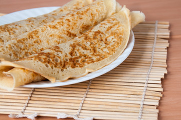 Delicious pancakes on Shrove Tuesday in a plate