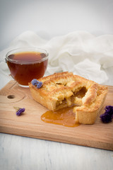 Freshly baked cake with jam