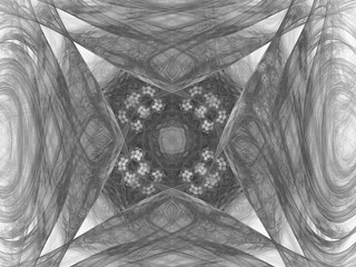 Monochrome fractal background. Digital collage.
