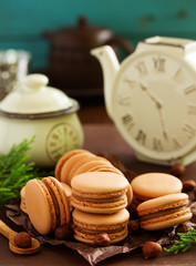French pastry makaron. Selective focus.