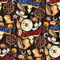 Poster Rodeo. Aquarel naadloos patroon © nataliahubbert