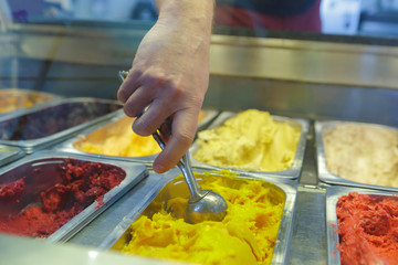 mixed ice cream at the ice cream shop