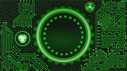 Obraz premium Background of futuristic technology in green shades