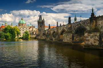 view on Charles bridge (Karluv most), Prague, Czech republic