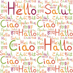 Hello all languages white background pattern purple freindship 4
