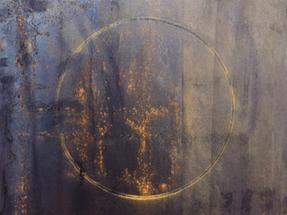 Rust on the steel wall and circle shape