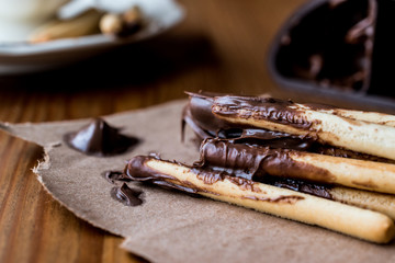 Grissini with Chocolate cream and tea or coffee.