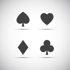 Playing card symbols isolated on white background, vector illust