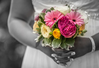Bride holding a wedding bouquet