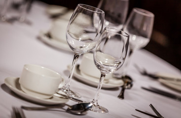 Wine glasses on a table