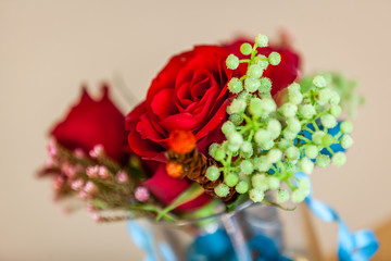 Red roses wedding bouquet