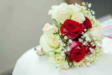 Wedding red and white roses bouquet