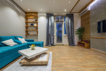 Interior design of modern living room interior with sofa