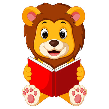 lion reading book