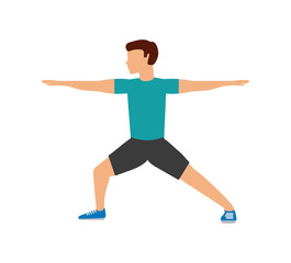 Fototapeta na wymiar man exercising cartoon icon over white background. colorful design. vector illustration