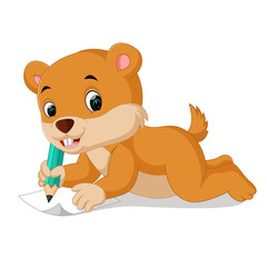 cartoon chipmunk holding pencil