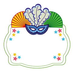 Color frame with carnival masks. Vector clip art.