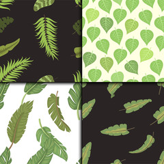 Seamless pattern with banana leaves vector illustration.