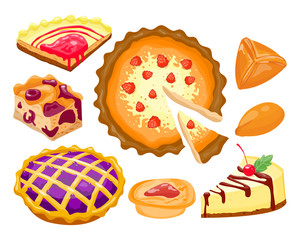 Homemade organic pie dessert vector illustration.