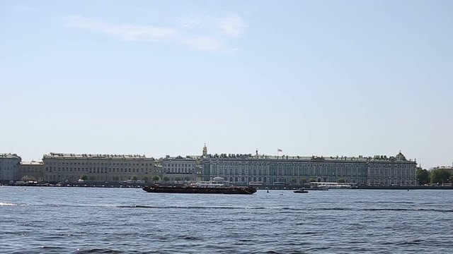 Cargo ship in the Saint-Petersburg city