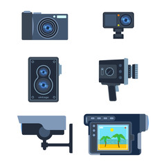 Photograph digital equipment camera vector illustration.