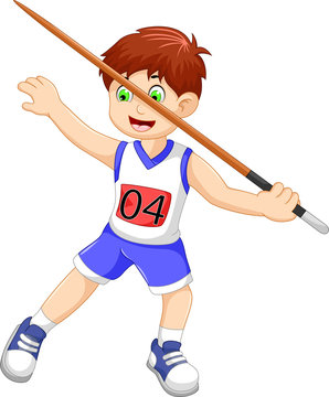 funny man athlete throwing a javelin