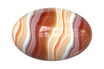 Striped  oval gem  cabochon - 3D illustration 