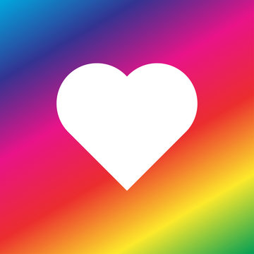 White Heart with rainbow background for Valentine's day -  Symbol of LGBT