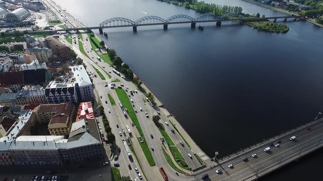Riga, Latvia - September 2016: Aerial view over oldtown