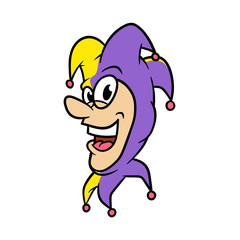 Cartoon Jester Head Vector Illustration